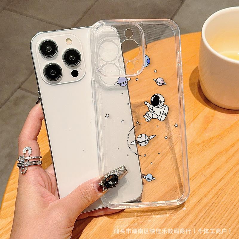 Space Astronauts Are Suitable for Apple 15pro/12 Anti-drop Simple Mobile Phone Case 13/14promax Soft Glue 11/16.
