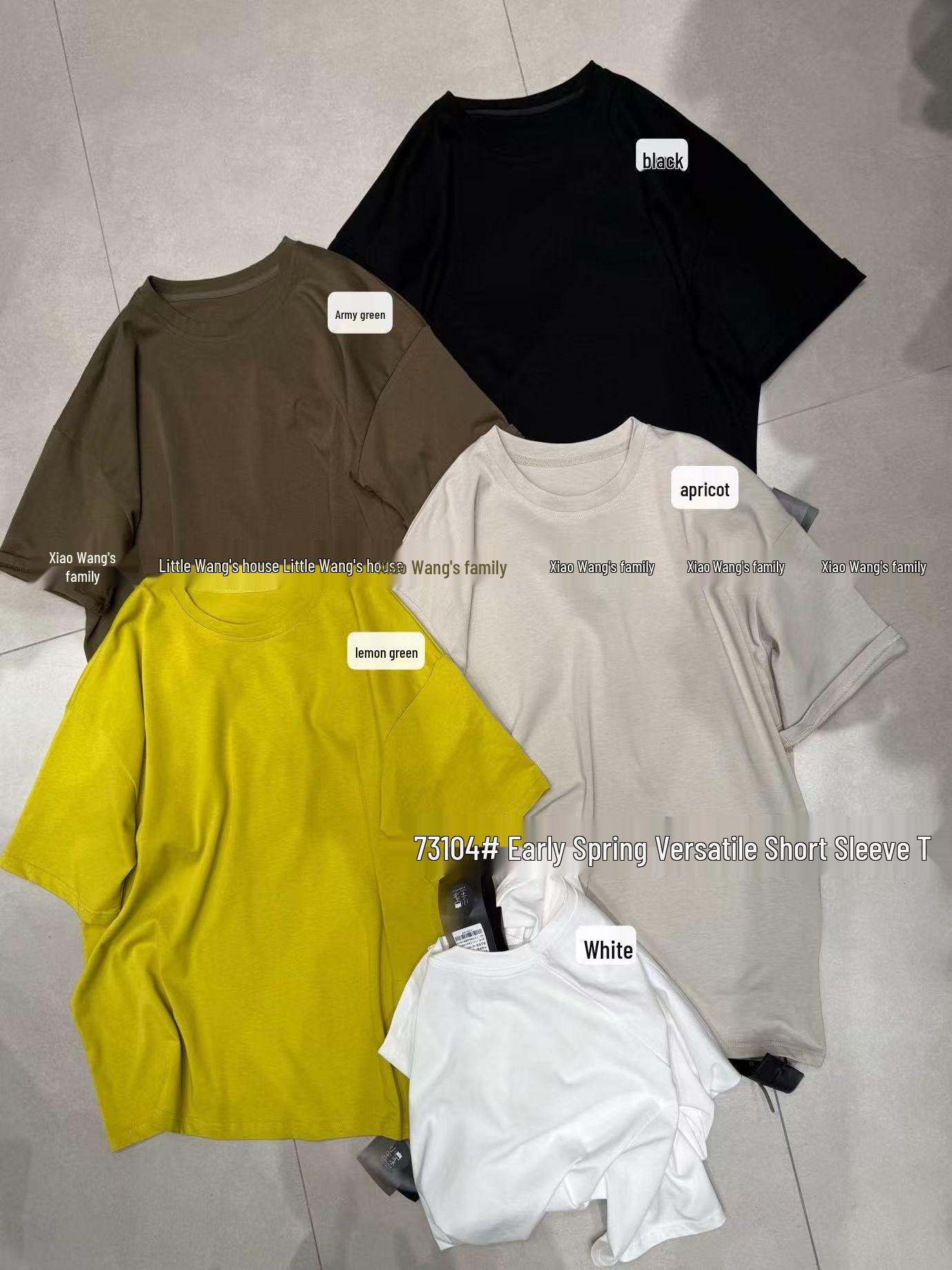 

Xiao Wang s Early Spring Plus Size Round Neck Casual T-Shirt One Size