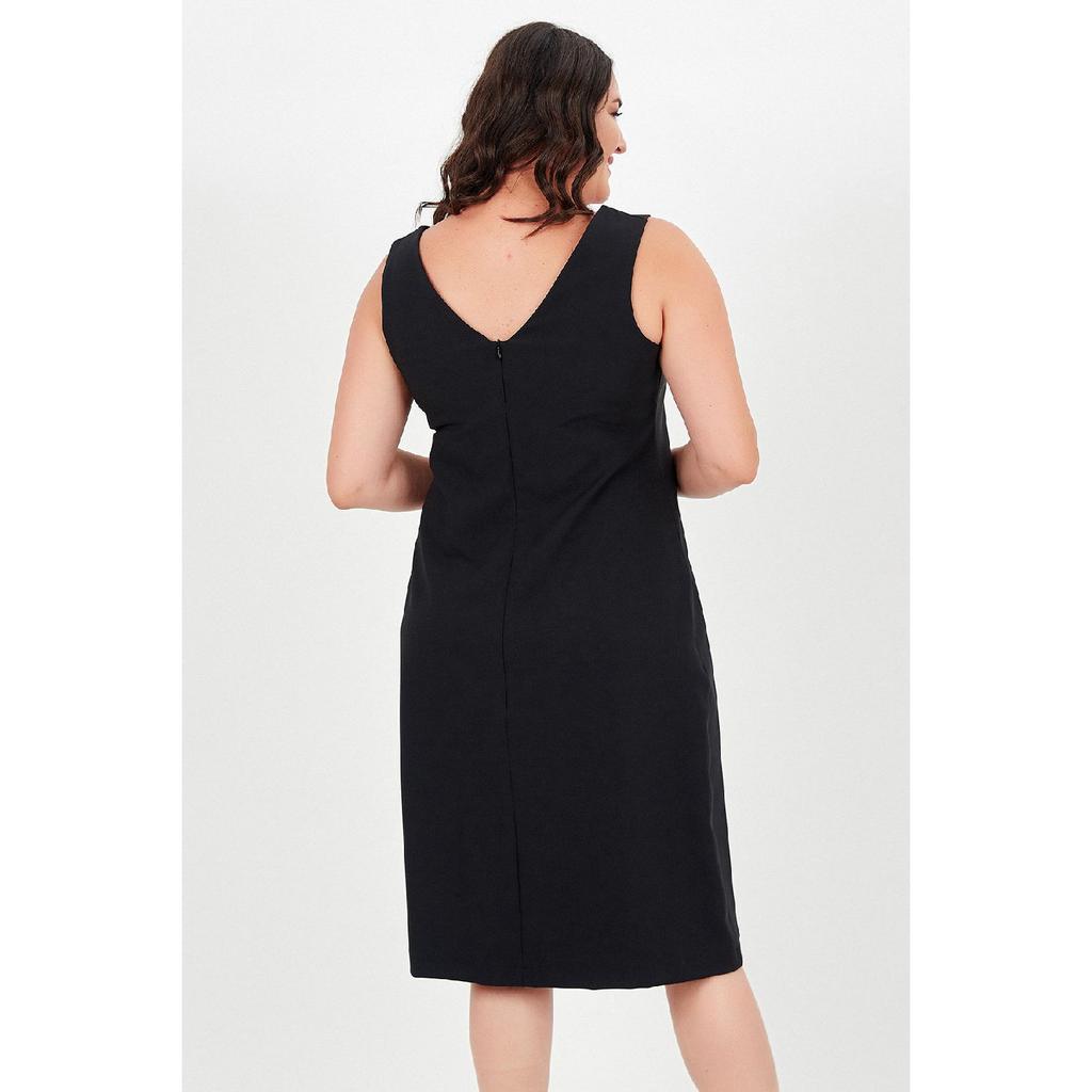 Übergröße V-Ausschnitt Ärmellos Reißverschlusskleid