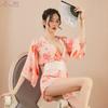 New Japanese-style Printed Kimono Sexy and Hot Set, Seductive Cardigan Chiffon Nightgown 8108
