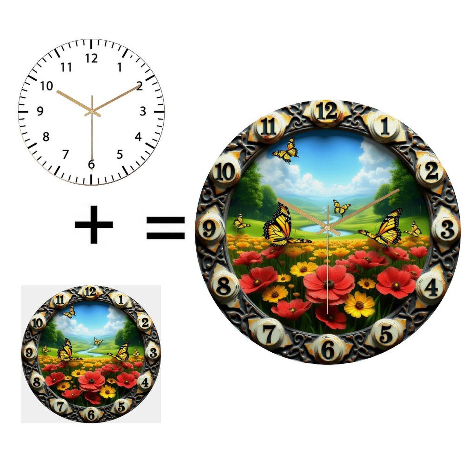 30x30cm Round Wall Clock with Matte Black Frame and Minimalist Style (White,12 in(30.48cm))