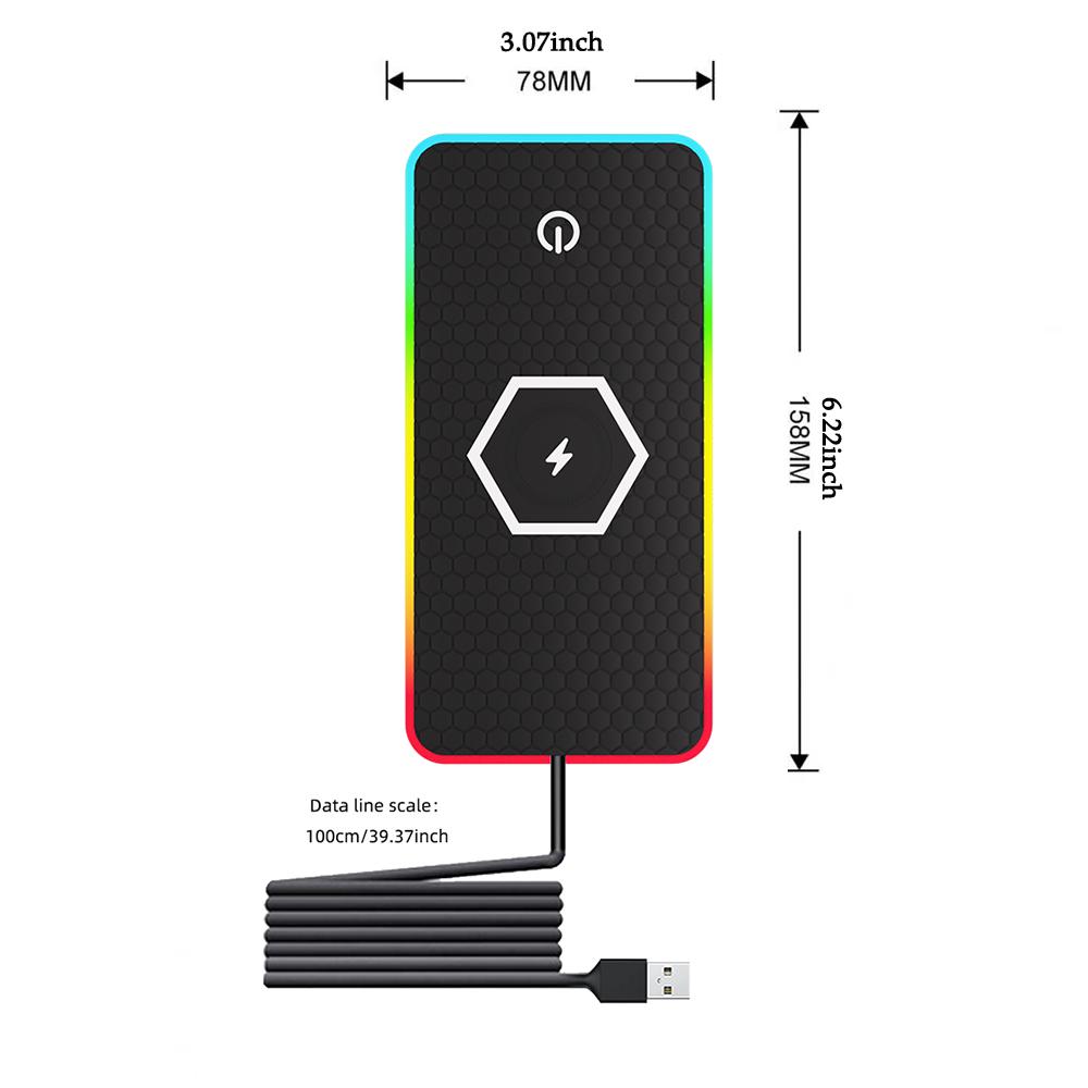 LED RGB Car Wireless Charging Board with Anti Slip Silicone Pad, Multi Device Charging Station, Car Charging Board,