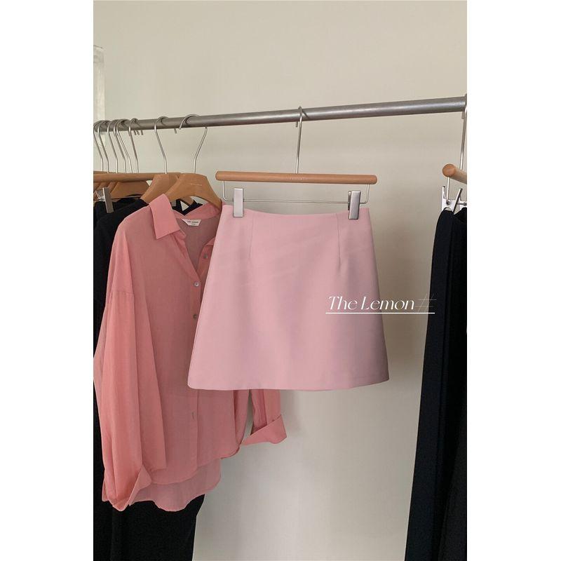 

Модная бежевая короткая юбка А-силуэта весна-лето, маленький костюм