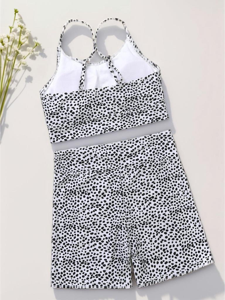 2024 High-Waist Solid Color Tankini Bikini with Shorts - Conservative Swimwear for Europe and America