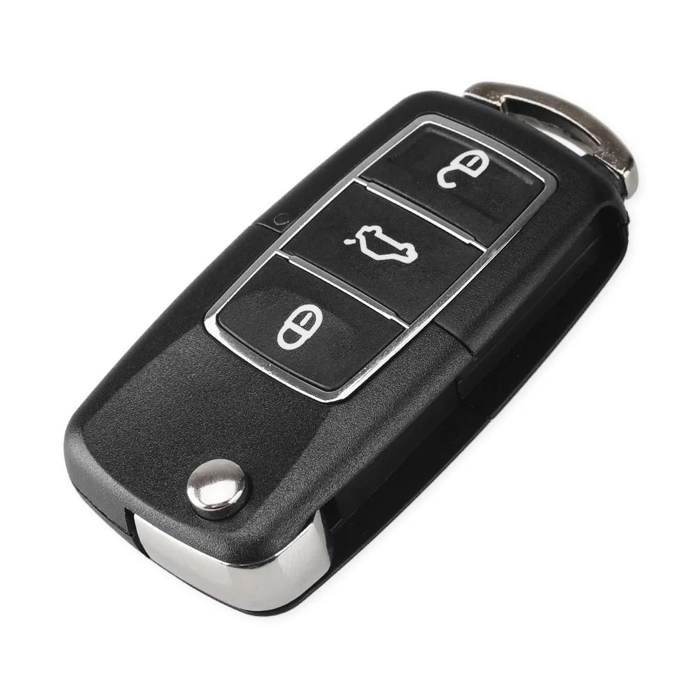 Dandkey 3 Buttons Flip Key Shell For Volkswagen Vw Jetta Golf Passat Beetle Polo Bora Fob Folding Remote Key Case