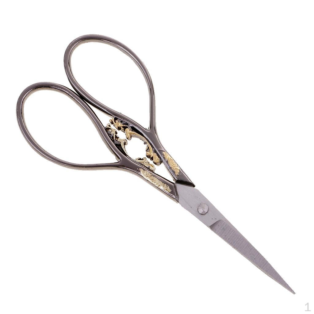 11 см Нержавеющая сталь Винтажные Цветочные Ножницы Инструменты для Вышивки и Шитья Black