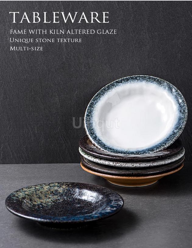 Farfuri creative retro din ceramică set de feluri de mâncare japoneze bucătărie sushi sashimi tavă rotundă vesela feluri de mâncare salată de orez farfurie din ceramică