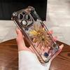 Retro Sun Star Pattern Electroplate AntiDrop Phone Case For iPhone 16 Pro Max 15 14 Plus 13 12 11 17 Air 16E Transparent Cover