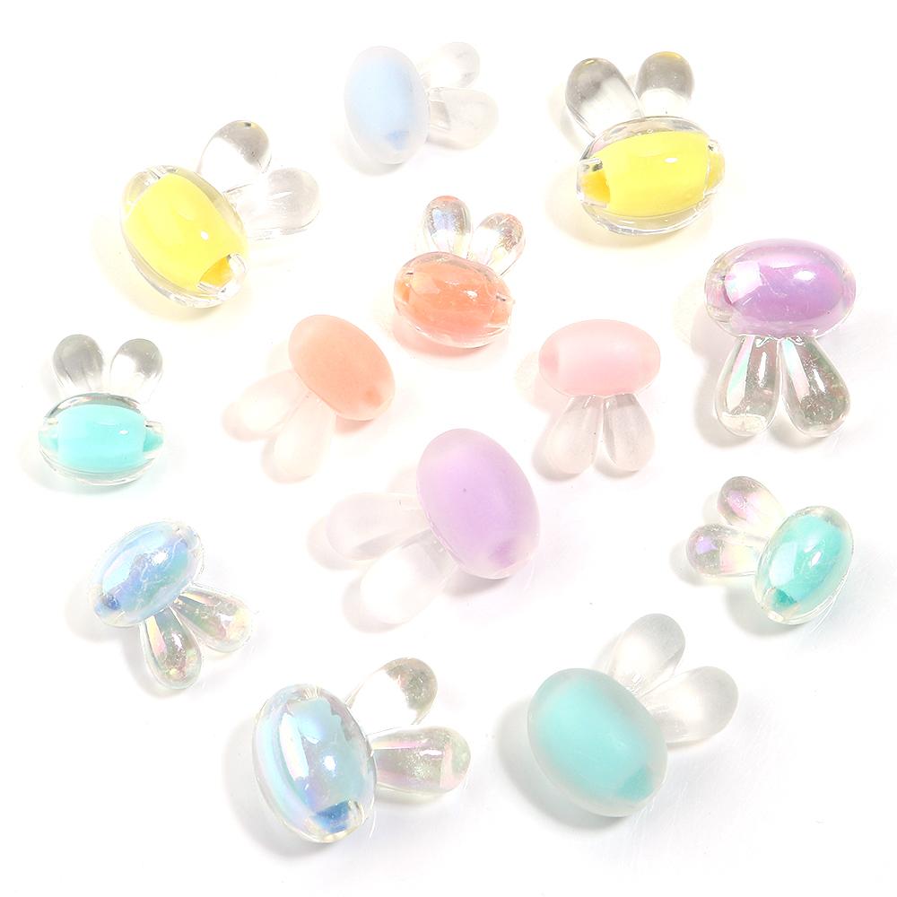20-50pcs Rabbit Head Acrylic Beads Cute Candy Color  Loose Spacer Beads For DIY Jewelry Making Bracelet Necklace Phone Key Chain