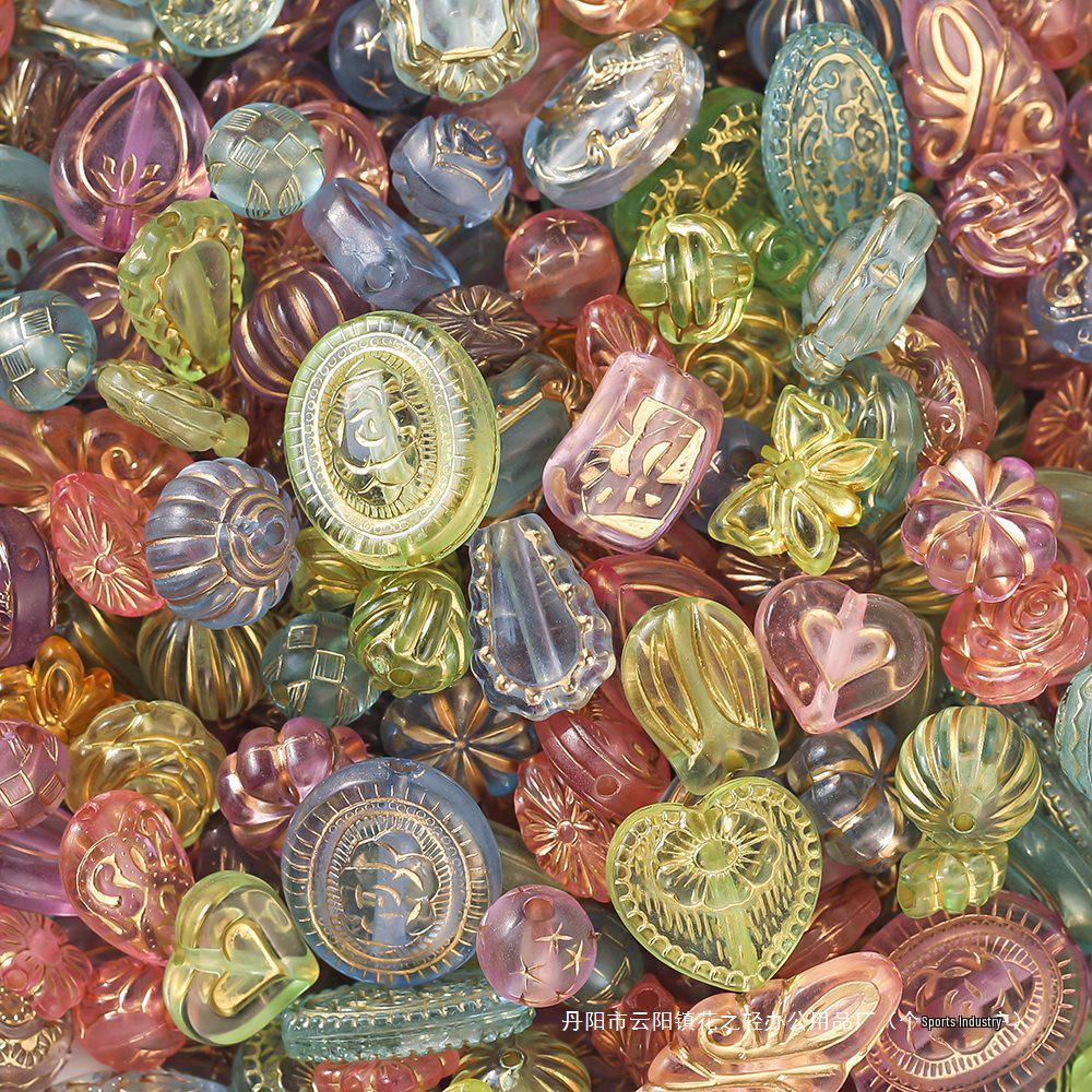 Acrylic Retro Gilded Czech Glass Beads for DIY Jewelry Making
