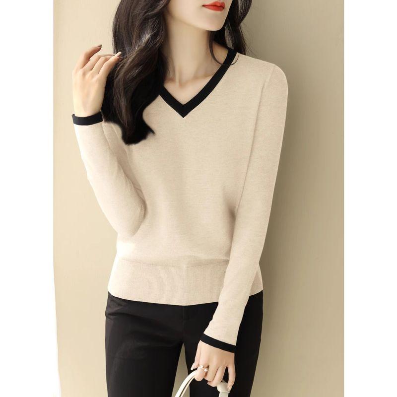 

Футболка из ледяного шелка, плечевая база, топы с круглым вырезом, короткий рукав Apricot Long sleeves V Neck high quality fabric] L