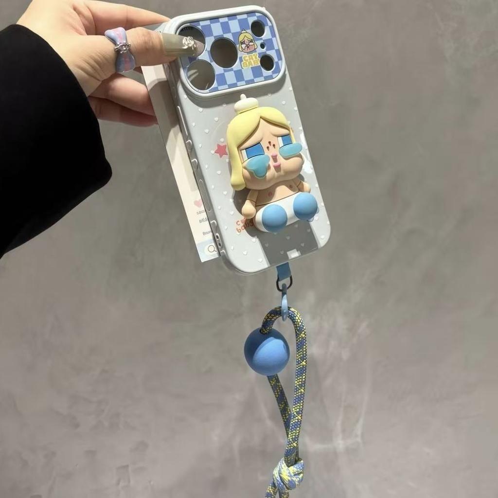 Crying baby double bracket lanyard suitable for apple 11promax mobile phone iphone11 huawei love window soft case
