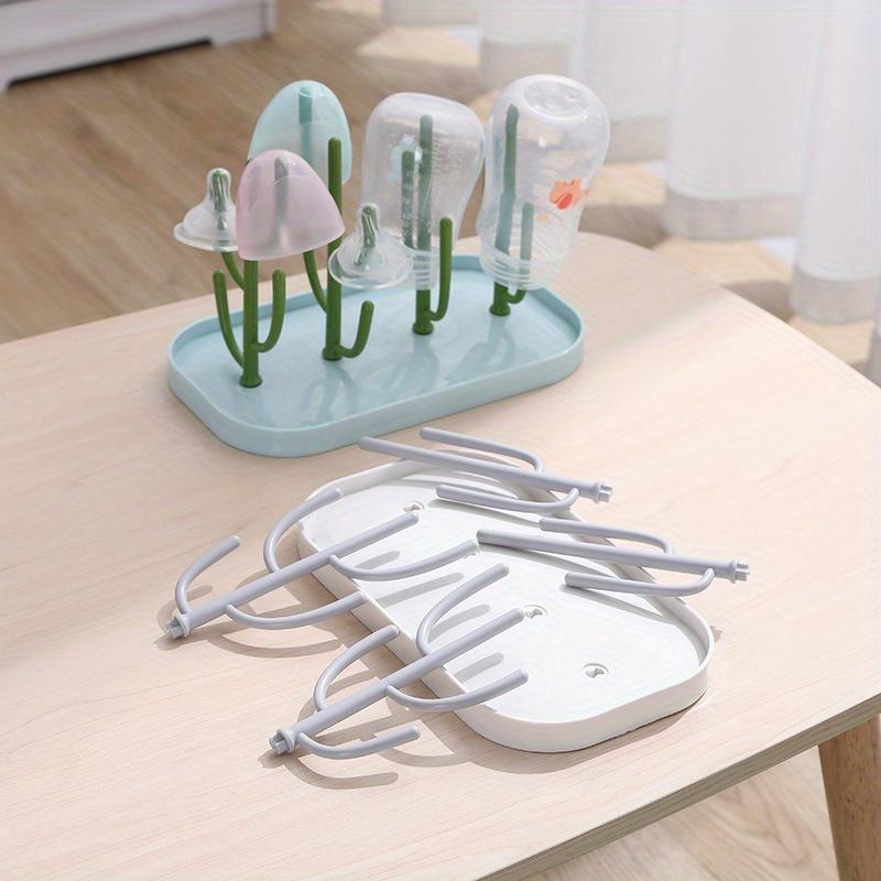 Multi Functional Feeding Bottle and Cup Drying Rack Fits All Bottle Sizes,with Pacifier and Bottle Brush Holder,Ideal for Kitchen,Nursery Drain Rack
