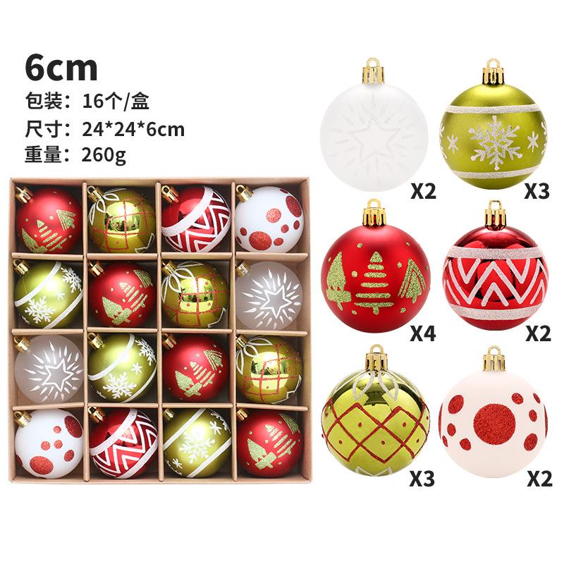 16 Pieces/set, Champagne Gold, Painted Christmas Ball Set, Christmas Tree Decoration, Holiday Pendant, Home Party Decoration, Wedding Decoration