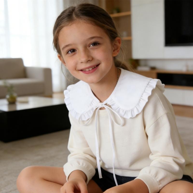 Elegant Decorative Collar Faux Collar For Children School Uniform Easy To Wear Detachable Ruffled Collar Outfit Enhancer