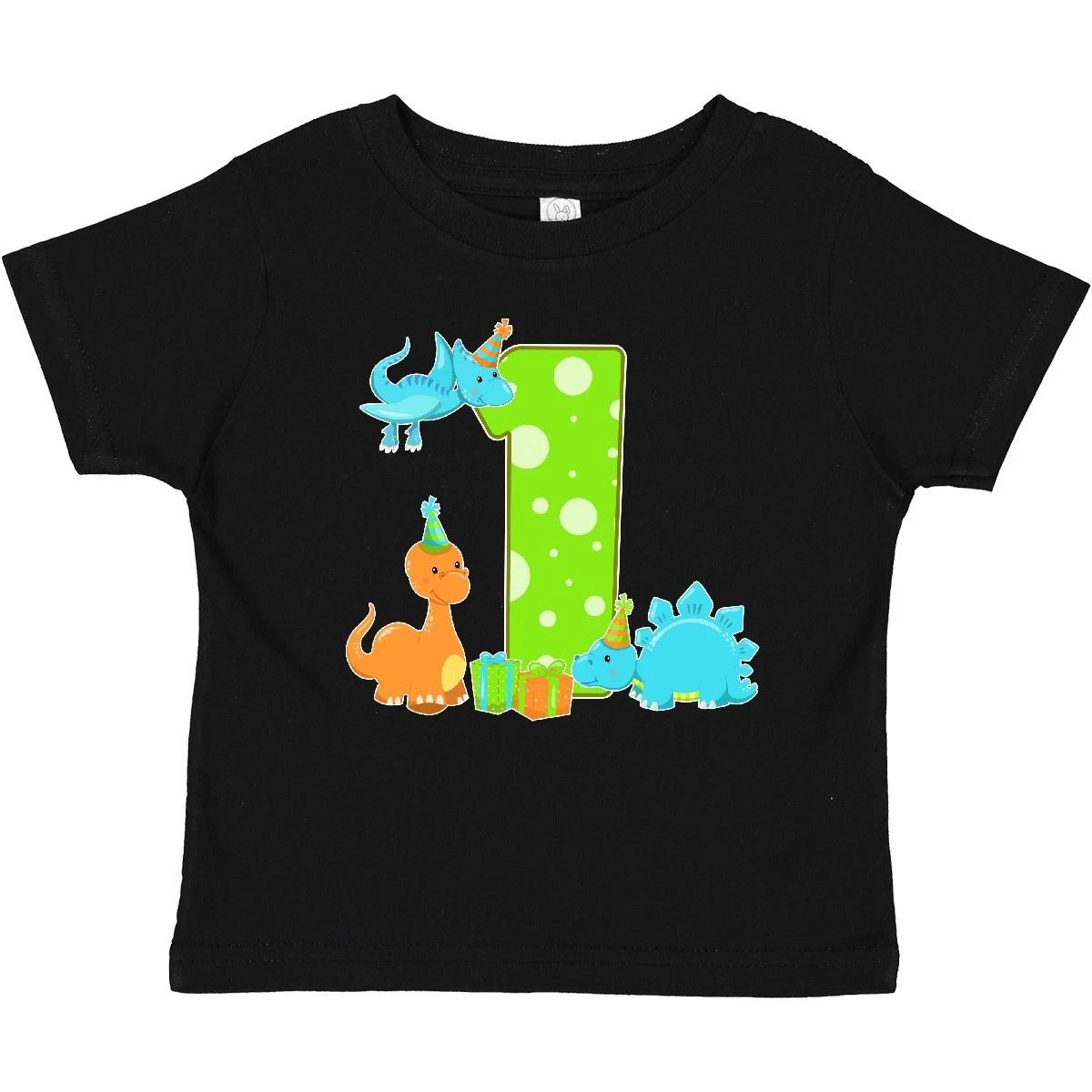 

Inktastic Dinosaur First Birthday Party Baby kids boys T-Shirt Birthdays 1st Stegosaurus 100