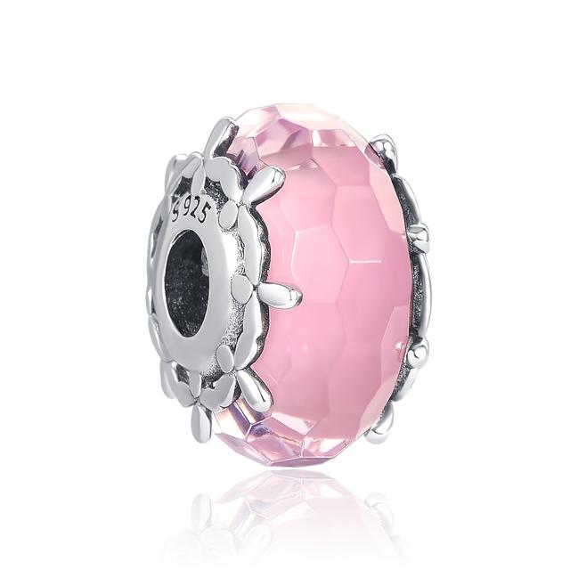 925 Sterling Silver Airplane Blue Murano Glass Pink Flower Diy Fine Beads Fit Original Charm Bracelet Women Jewelry F001