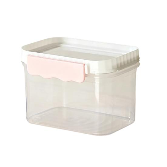 Airtight Food Storage Bin Storage Tank Square Stackable 600ML розовый