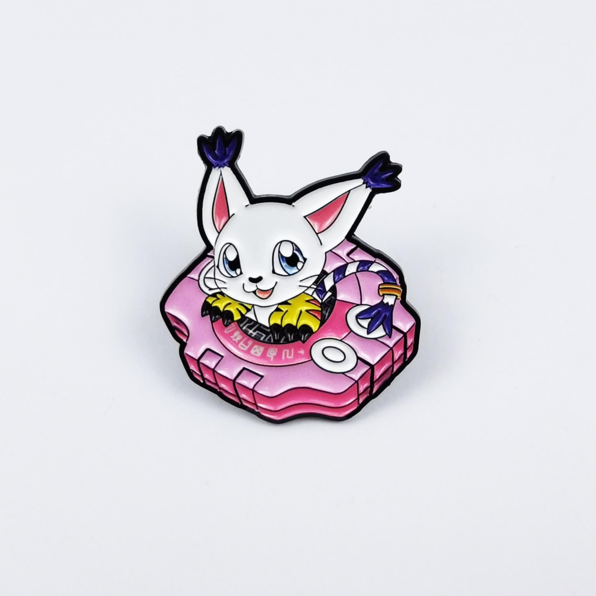 Cartoon Digimon Anime Brooch: Cute Elf Backpack Badge & Versatile Alloy Medal