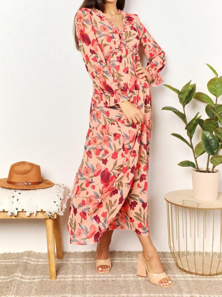 2025 Women's Fashion Long Sleeve Evening Dress - European & American Print Design