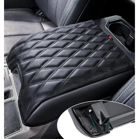 Center Console Cover Compatible With Ford F150 2015-, F250 F350 F450 2017-, Expedition 2018-2024, PU Leather Armrest Box Cover, Truck Interior