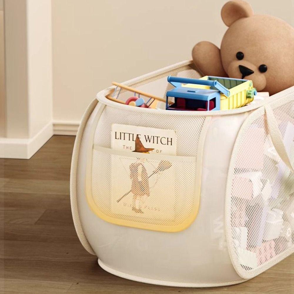 Großes Fassungsvermögen Kinder Spielzeug Aufbewahrungsbehälter Netz Tragbar Faltbarer Wäschekorb Atmungsaktiv Multifunktional Plüschtier Organizer