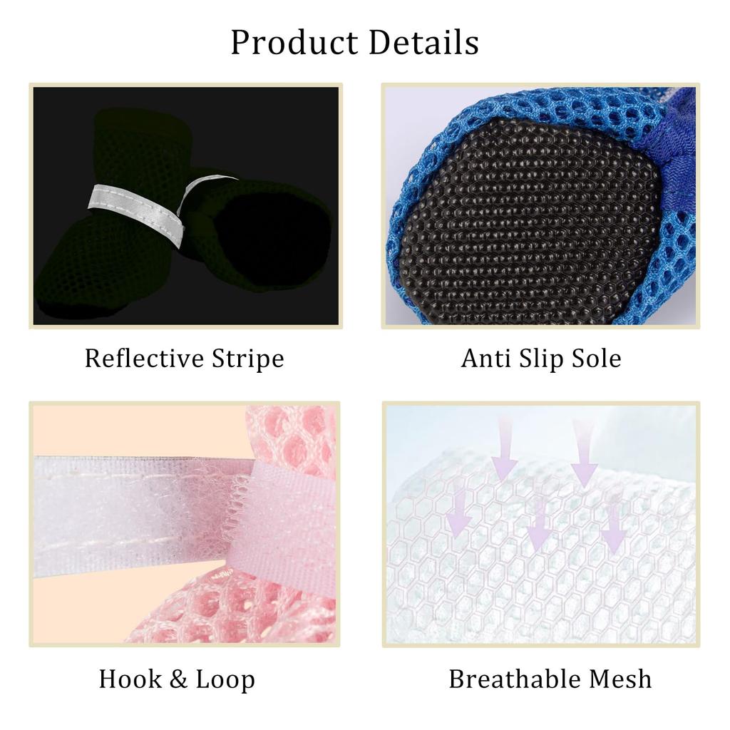 Dog Shoes Breathable Mesh Boots,Summer Breathable Dog Boots Nonslip Sole Protector For Small Medium Dogs