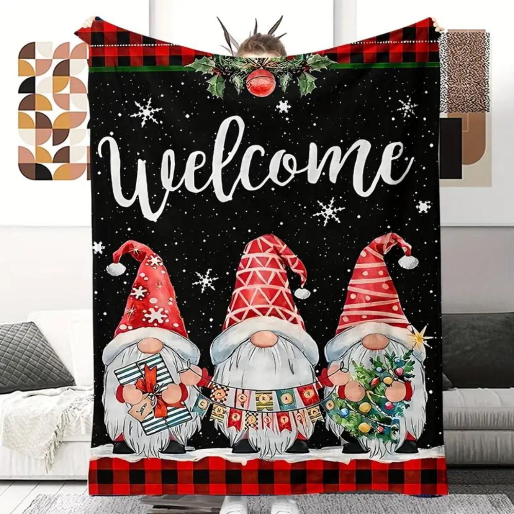 Cartoon Christmas digitalprinted polyester Bedroom velvet flannel cover blanket Fleece soft sofa cover blankets for beds
