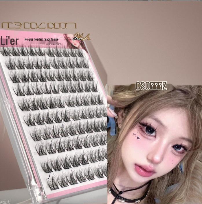 Ying Lier Natural Cluster Fox-Eye Eyelashes - Beginner-Friendly and Glue-Free