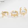 3 Stück/Set Seestern Muschel Offene Ringe Sets für Damen Vintage Goldfarbe Ozean Stil Ringe Mode Sommer Strandparty Schmuck Geschenke