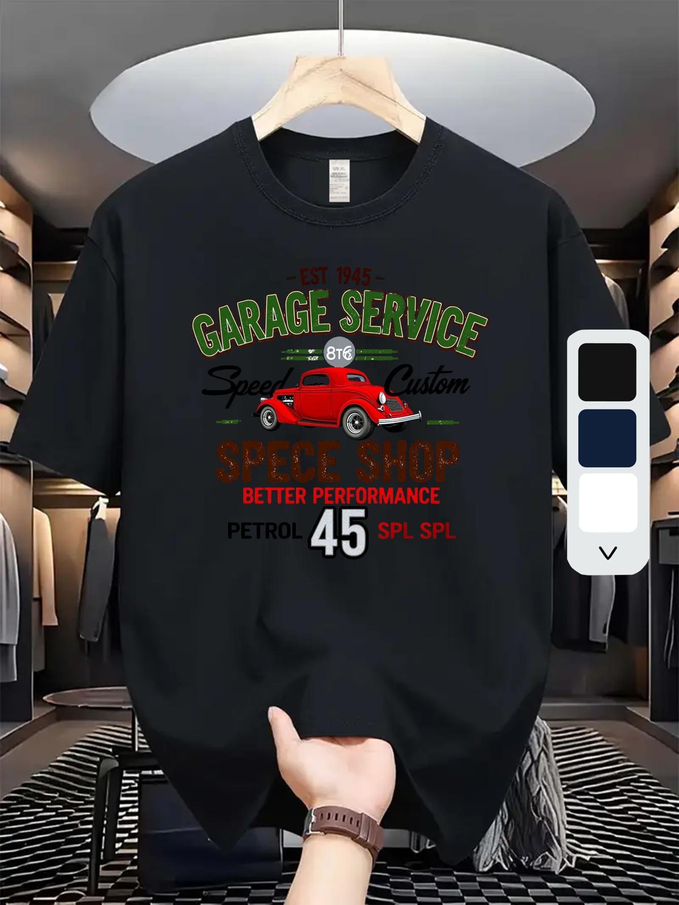 lie Garage Service Graphic T-shirt - Black Automotive Design Tee M