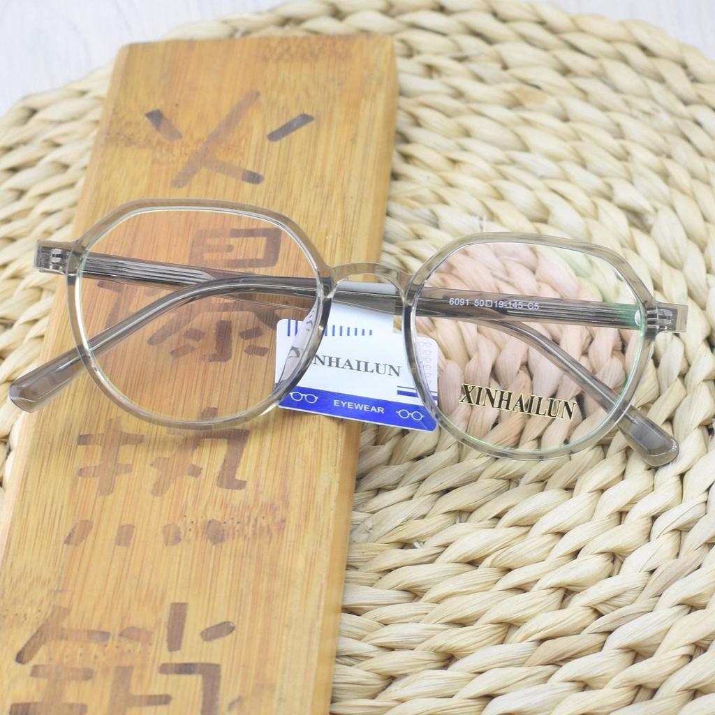 Trendy Women's and Men's Polygonal Net Red Glasses - Full Frame TR90 Plano Transparent Eyewear