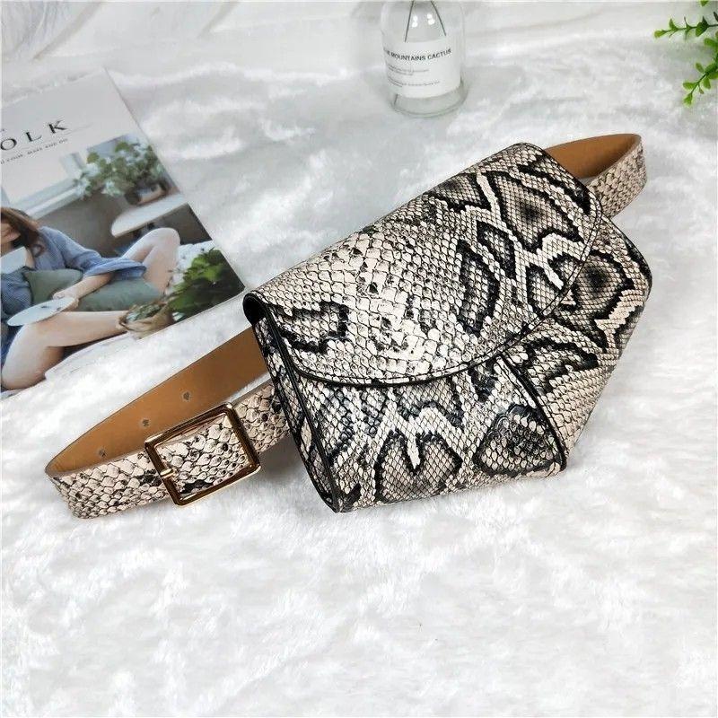 Korean Version of Small Waist Bag Women's Fashion Versatile Snakeskin Decorative Belt Mobile Phone Bag Street Personality Small Bag Trendy Ins Style