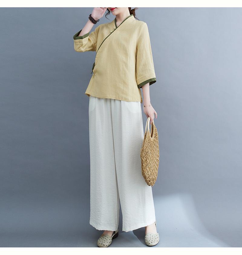 Women's 2025 Spring/Summer Zen-Inspired Retro Tang Suit Hanfu for Tea Ceremony and Meditation