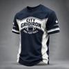 Men's Casual Fit Crewneck Short Sleeve T-Shirt with Rugby Graphic Print