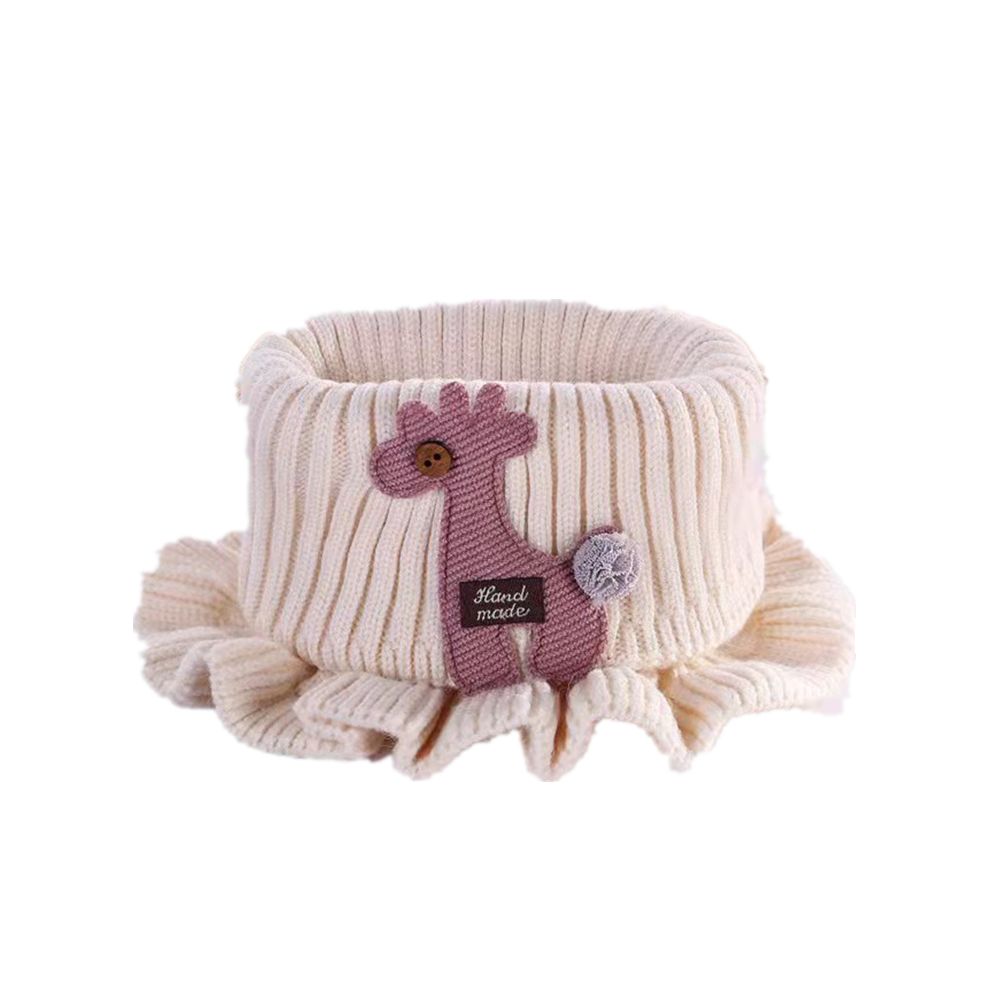 Soft Cartoon Knitted Bib Shawl Collar Baby Scarf кремовый