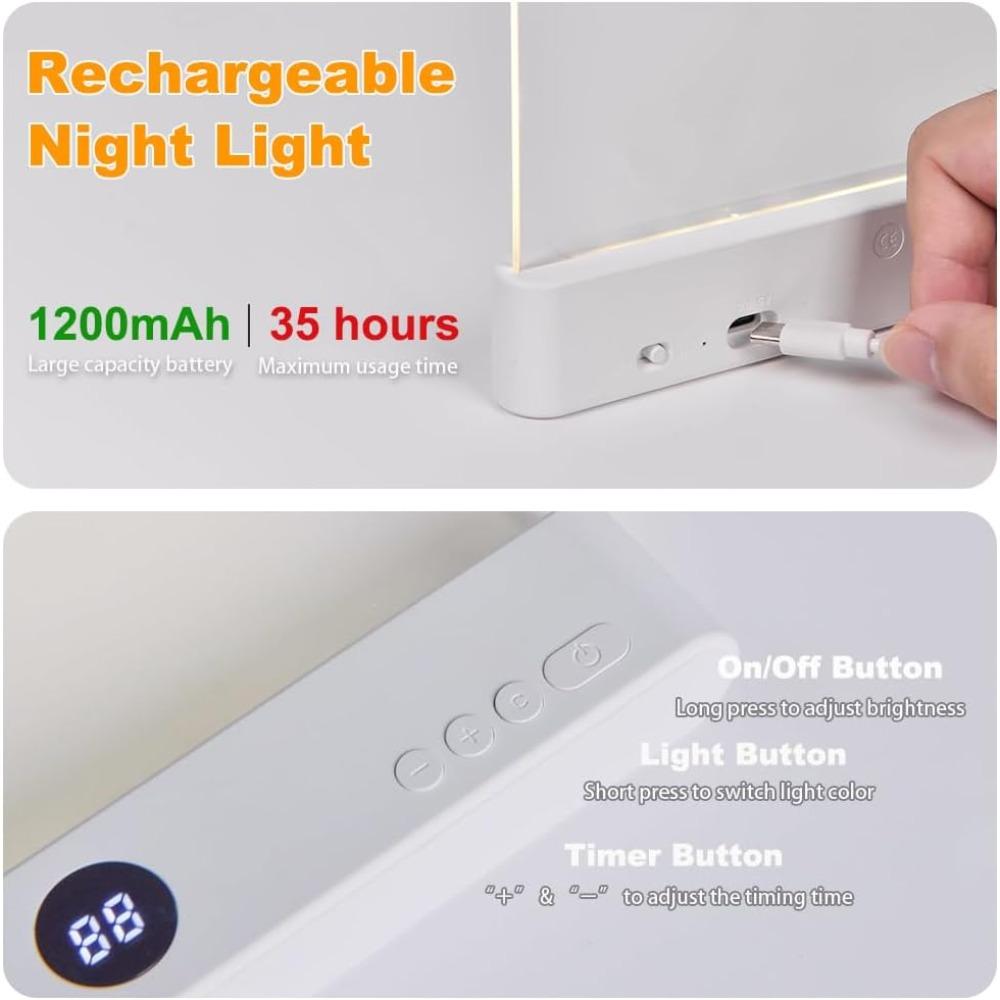 LED Flat Panel Book Light USB Charging Eye Protection Night Vision Reading Lamp for Students Indoor Use 2 in 1 Night Lights