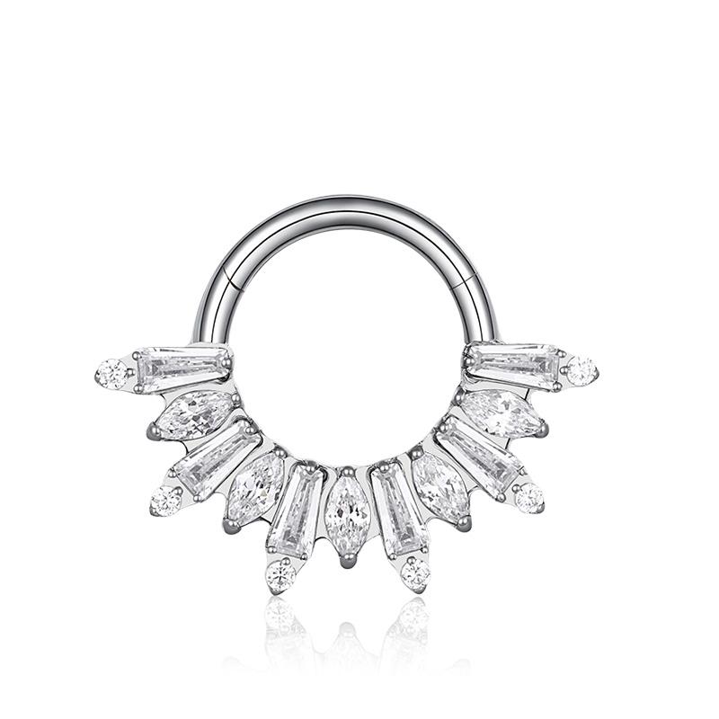 ASTM F136 Titanium with CZ Hinged Nose Ring 16G Septum Clicker Piercing Septum Daith Helix Tragus Earrings New Body Jewelry