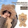 Cute Plush Bear Ear Hat Winter Integrated Cap Scarf Windproof Thickened Beanie Hat Scarf Casual Outdoor Warm Scarf Set