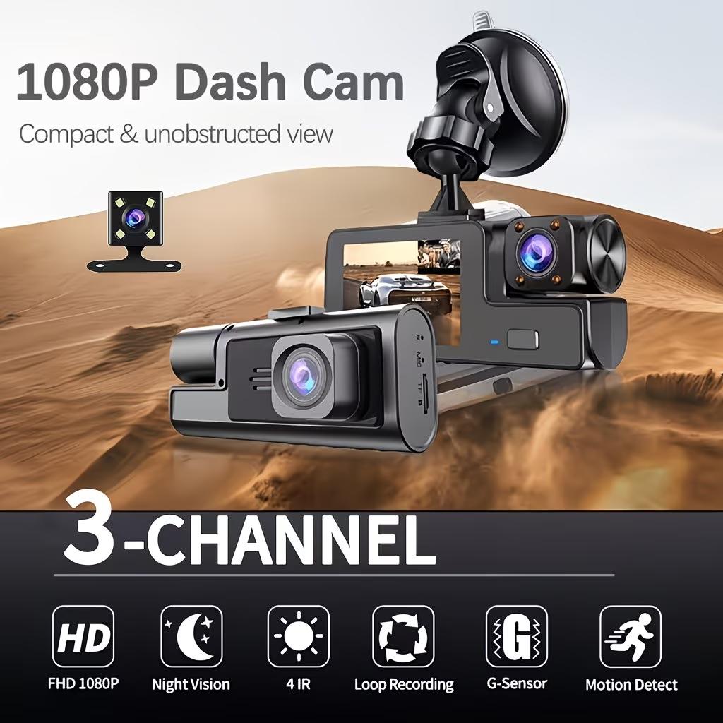 Dual/Triple-channel HD Dash Cam, 1080p FHD, Front/In-Car/Rear View, Rotating Lens, G-Sensor, Night Vision