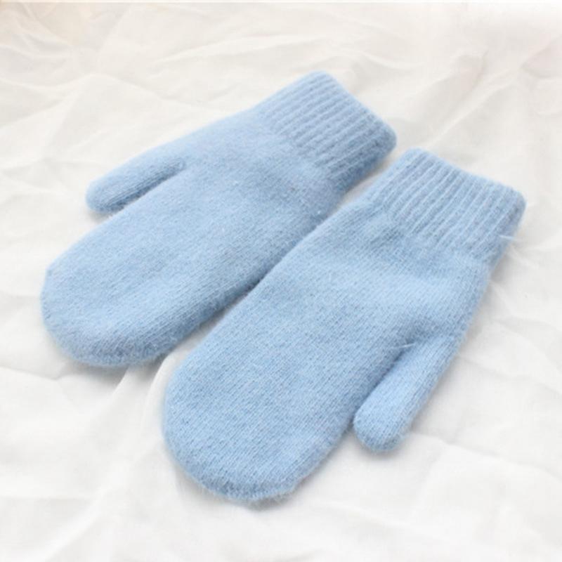 1pair Women Winter Keep Warm Plush Gloves Elasticity Soft Full Fingers Mittens Imitation Rabbit Fur Knitted Girls Fashion Gloves