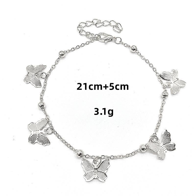 Bohemian Fashion Beach Feet Women, Simple Beads Hollow Butterfly Pendant Anklet