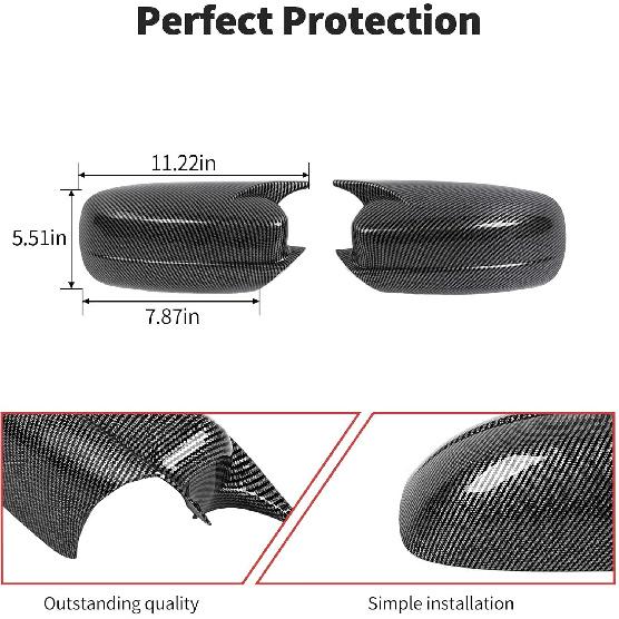 JWWY Side Mirror Cover Rearview Mirror Cover Replacement Decorative Mirror Cover Trim Fit for 2010-2025 Dodge Charger Exterior Accessories Carbon