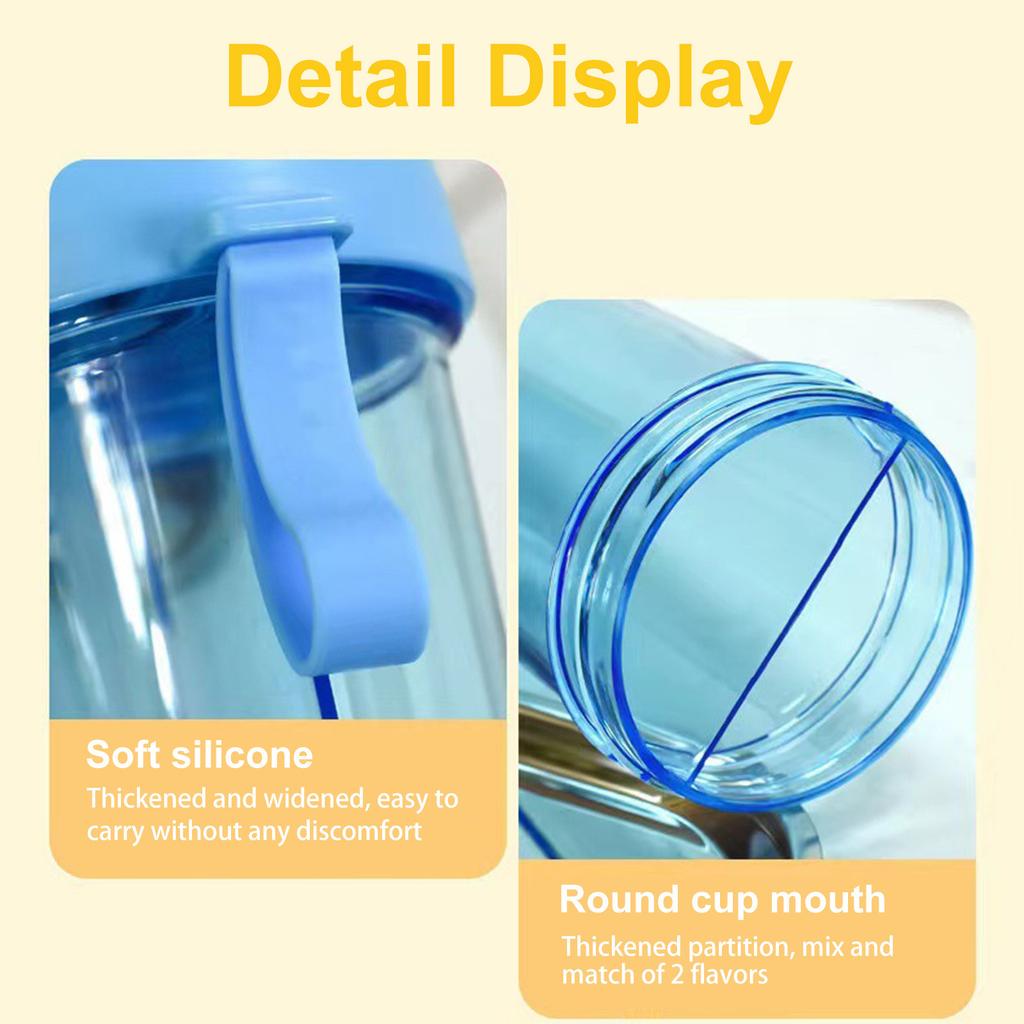 Creative Water Cup,One Cup Of Two Different Drinks Two Straws Couple Outdoor Drinking Cup For Camping Hiking Backpacking Travel