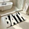 Wasserabsorbierende Fußmatte Moderne Badematte, Rutschfester Badezimmerteppich, Lustige Englische Buchstaben, Flauschiger Bodenteppich Maschinenwaschbar Gemütlich für Wanne Waschbecken Stilvoll