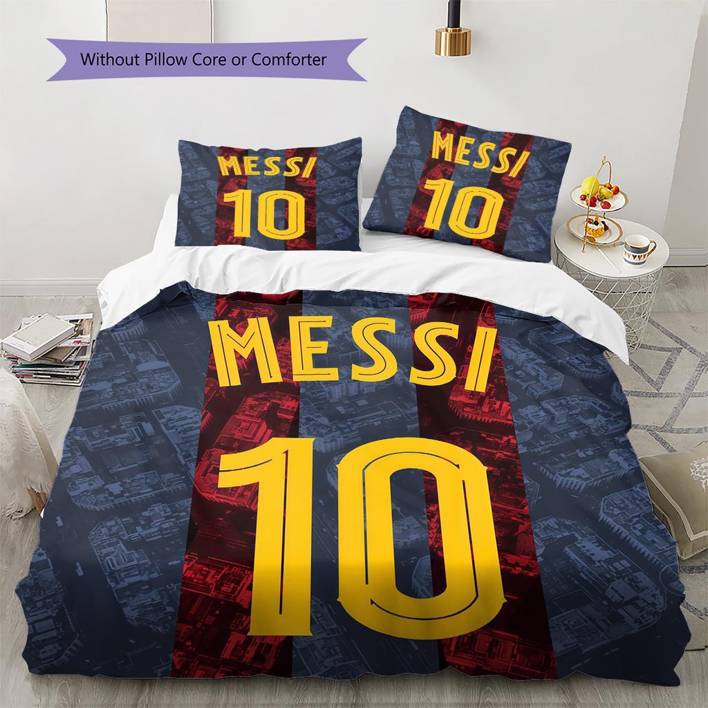 Messi 10 Pattern Bedding Quilt Set  Home Decoration  Gift (1 * duvet cover + 2 * pillowcase  without core)