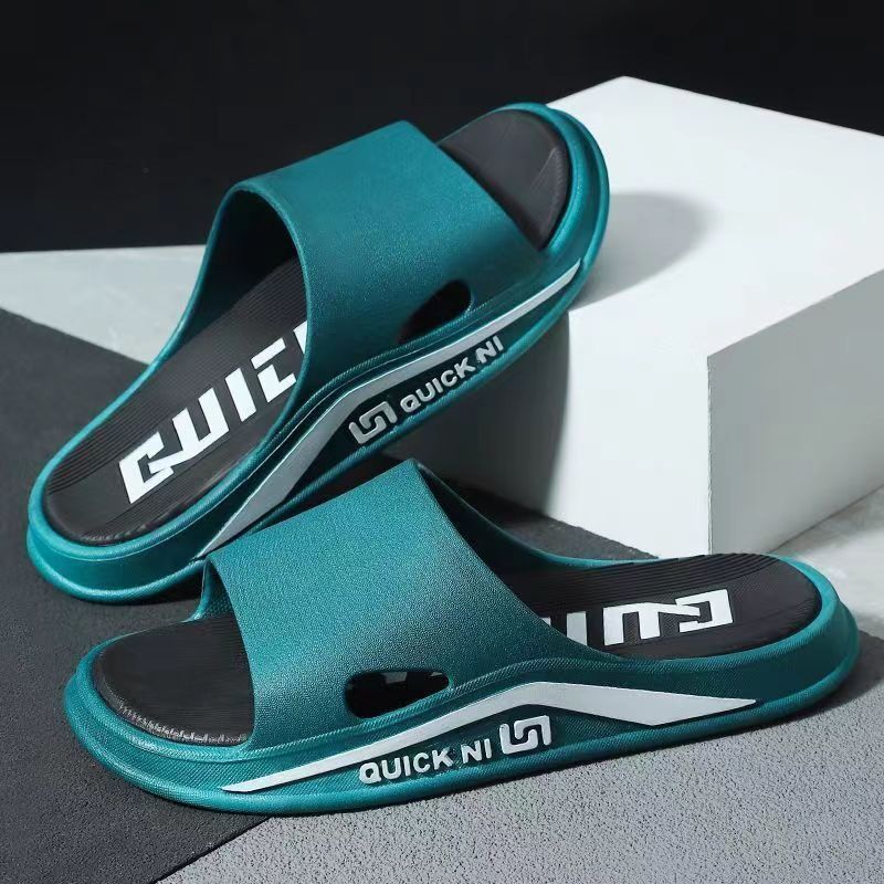 New slippers men's summer thick-soled outer wear sports wear-resistant indoor home non-slip one-word drag cool slippers