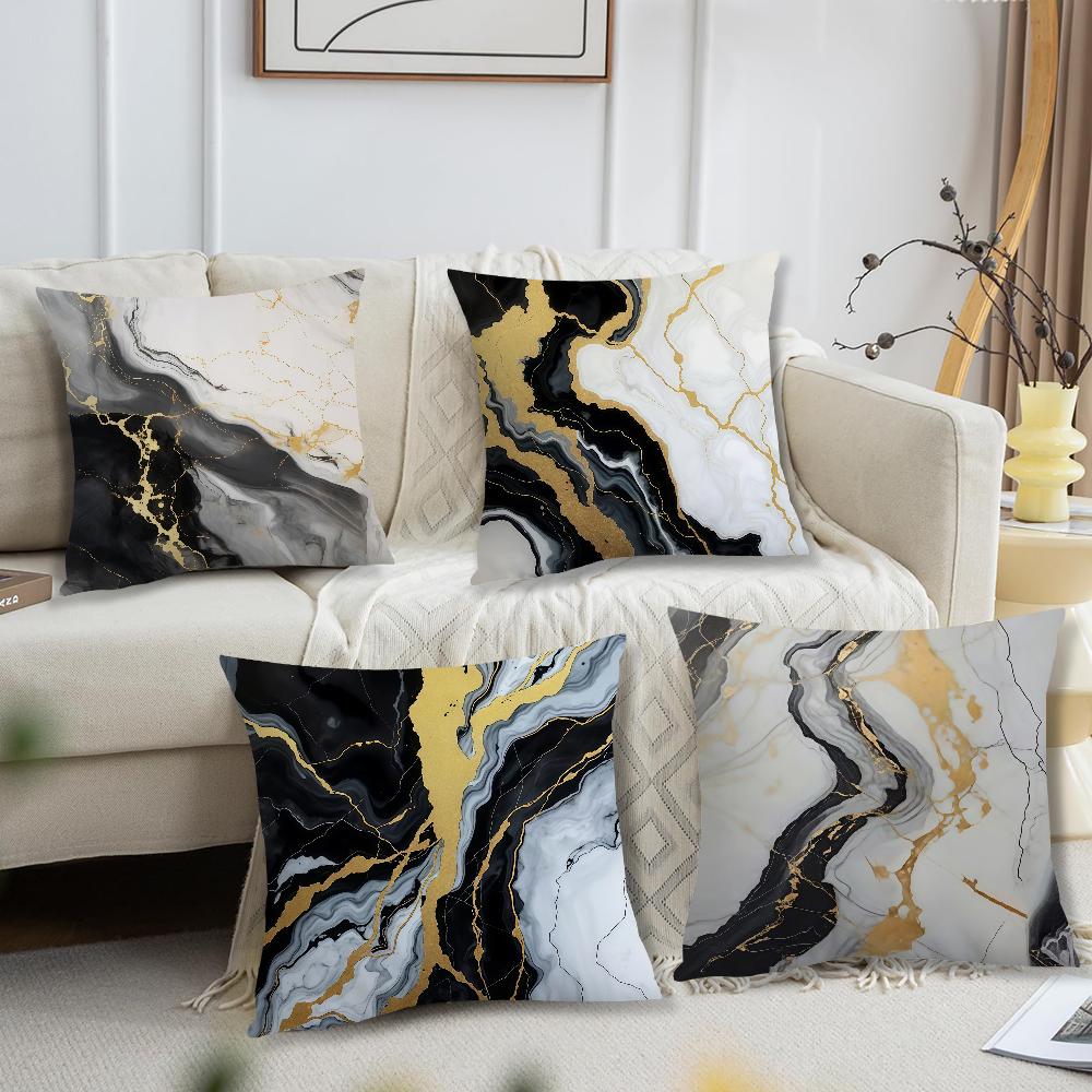 BBlack Marble Design Cushion Cover For Pillow Printing Sofa Decoration Home Car Room Coffee Shop Office Nordic Simplicity