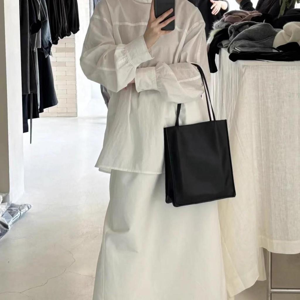 Minimalist Lambskin Tote Bag - Casual Commute, Thin Strap, Large Capacity, Women's Shoulder Shopping Bag.