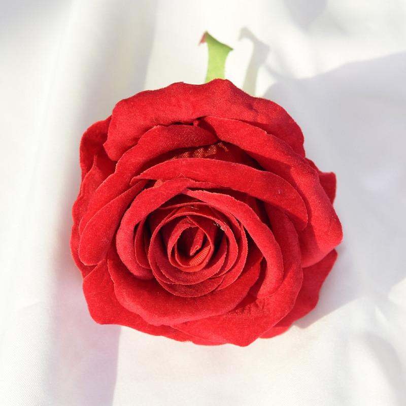 Rose Velvet Artificial Rose Head With Embossed Craft For Wedding Venue Romantic